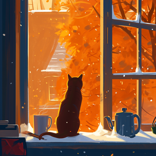 Cozy cat wallpaper
