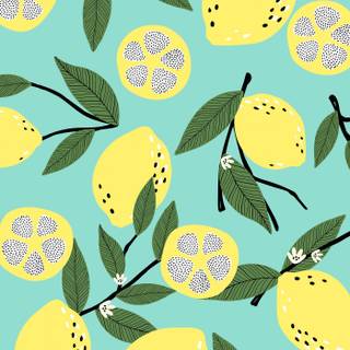Lemon and blue wallpaper