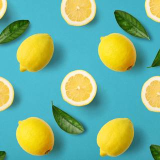 Lemon and blue wallpaper