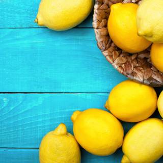 Lemon and blue wallpaper