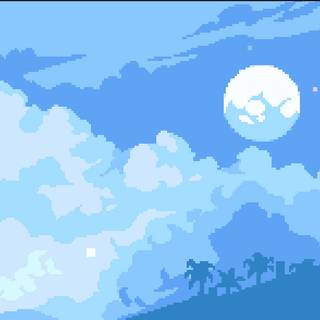 Blue pixel art wallpaper