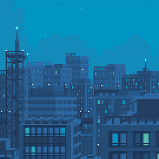Blue pixel art wallpaper