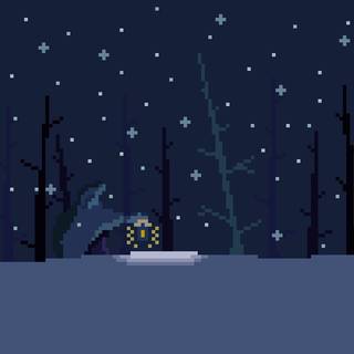 Blue pixel art wallpaper