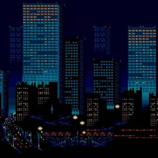 Blue pixel art wallpaper