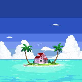 Blue pixel art wallpaper