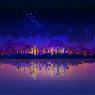 Blue pixel art wallpaper