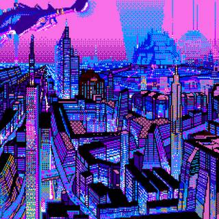 Blue pixel art wallpaper