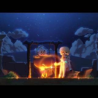 Blue pixel art wallpaper