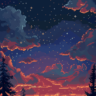 Blue pixel art wallpaper