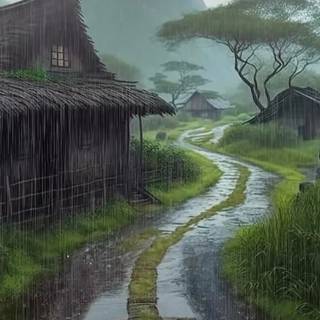 Rainy village wallpaper