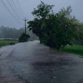Rainy village wallpaper