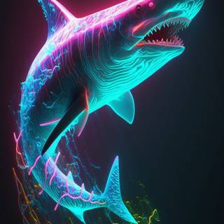 Neon blue shark wallpaper