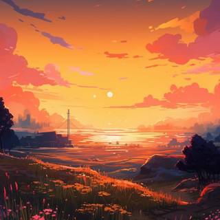 Anime sunrise phone wallpaper