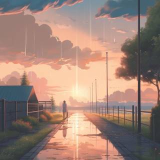 Anime sunrise phone wallpaper