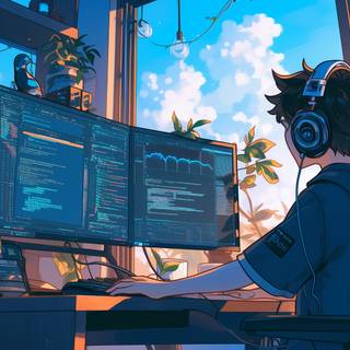 Girl coding wallpaper