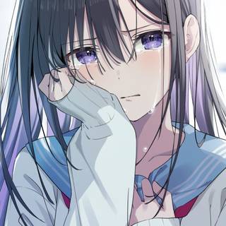 Crying anime phone wallpaper