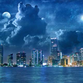 Blue building wallpaper