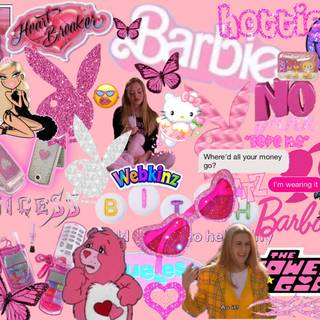 Y2k pink and green computer wallpaper