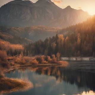 Lake sunset iPhone wallpaper