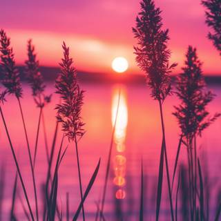 Lake sunset iPhone wallpaper