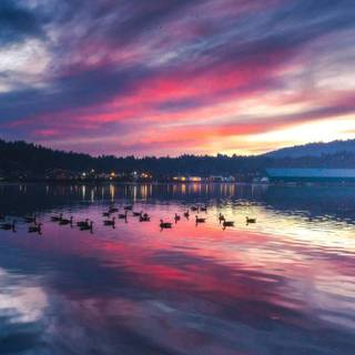 Lake sunset iPhone wallpaper