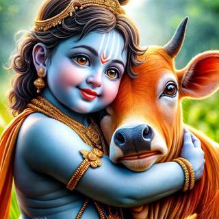 Lord Krishna with cow wallpaper