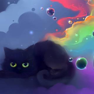 Aesthetic cat desktop wallpaper