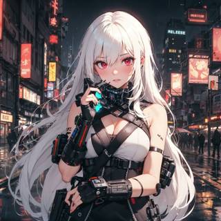 Cyber anime girl wallpaper