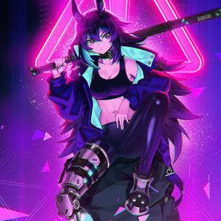 Cyber anime girl wallpaper