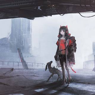 Cyber anime girl wallpaper