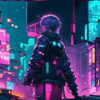 Cyber anime girl wallpaper