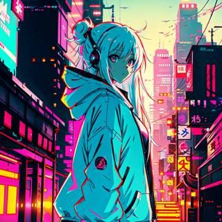 Cyber anime girl wallpaper