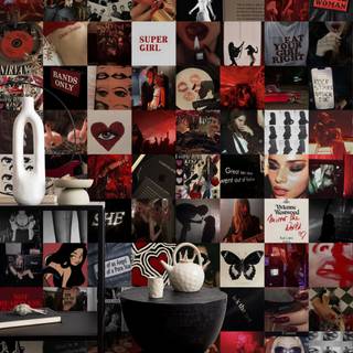 Red and black collages wallpaper
