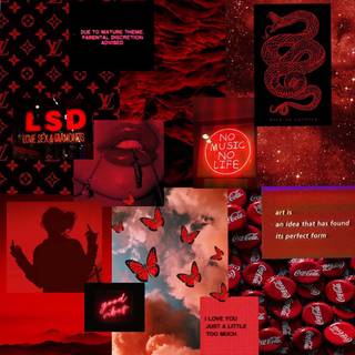Red and black collages wallpaper