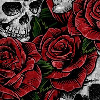 Skull drop roses wallpaper