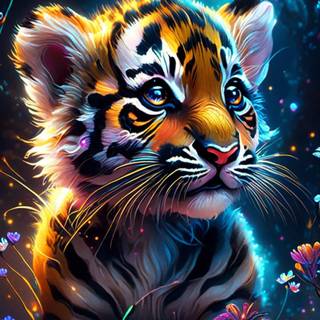 Cute AI tiger wallpaper