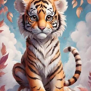 Cute AI tiger wallpaper