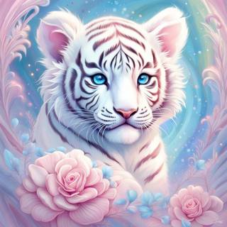 Cute AI tiger wallpaper