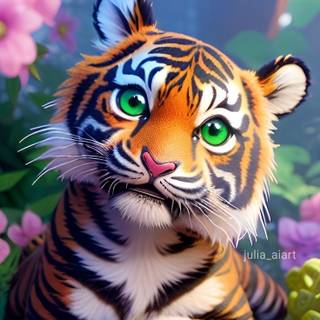 Cute AI tiger wallpaper