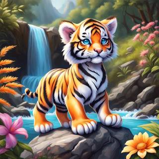 Cute AI tiger wallpaper