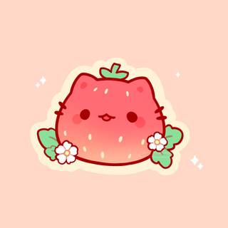 Kawaii strawberry cat wallpaper