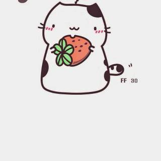 Kawaii strawberry cat wallpaper