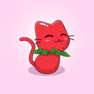 Kawaii strawberry cat wallpaper