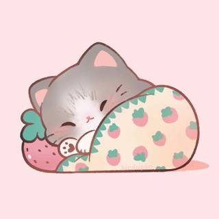 Kawaii strawberry cat wallpaper