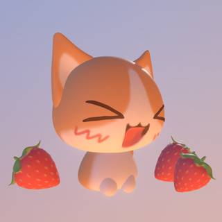 Kawaii strawberry cat wallpaper