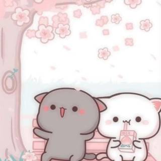 Kawaii strawberry cat wallpaper