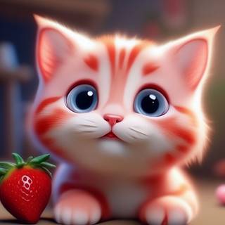Kawaii strawberry cat wallpaper