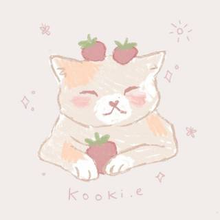Kawaii strawberry cat wallpaper