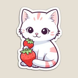 Kawaii strawberry cat wallpaper