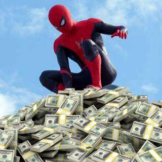 Spider-Man with money wallpaper